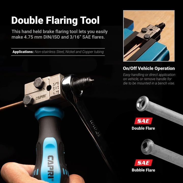 Capri Tools 3/16 in. Double Flaring Tool Kit for Brake Lines 3/16" SAE (4.75 mm) with Wrenches, Tube Cutter, and Tube Bender