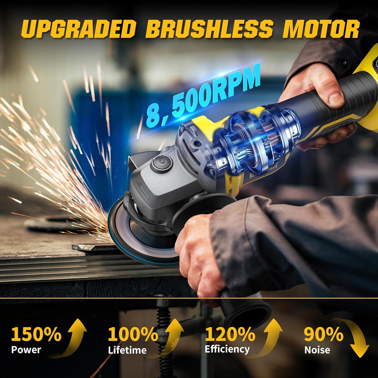 Dewalt DCG406 Angle Grinder Brushless fit DEWALT 20V Battery (No Battery), 6 Variable Speed Power Grinder 4-1/2", Cordless Angle Grinder Power Tools For Cutting Grinding Polishing (Tool Only)