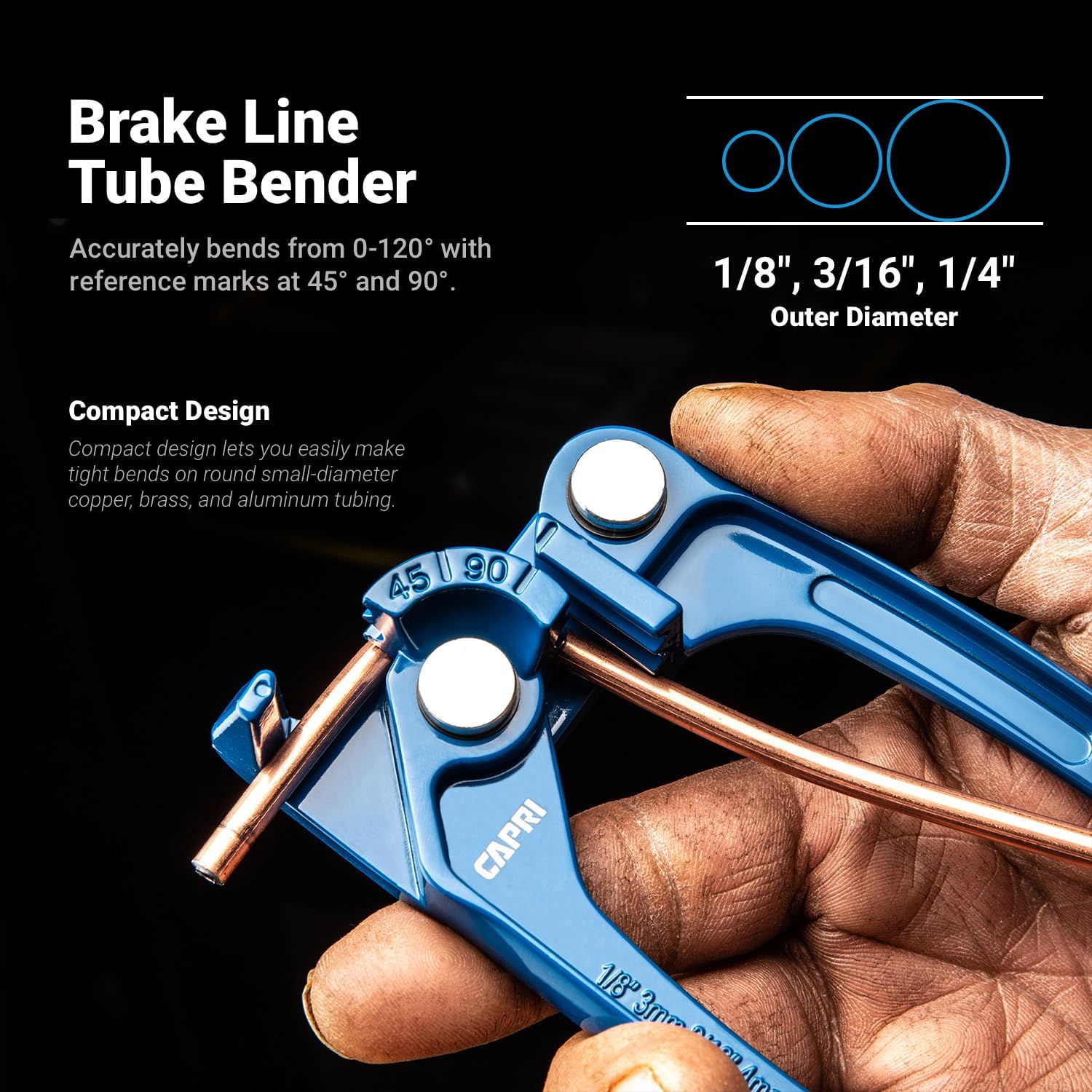 Capri Tools 3/16 in. Double Flaring Tool Kit for Brake Lines 3/16" SAE (4.75 mm) with Wrenches, Tube Cutter, and Tube Bender