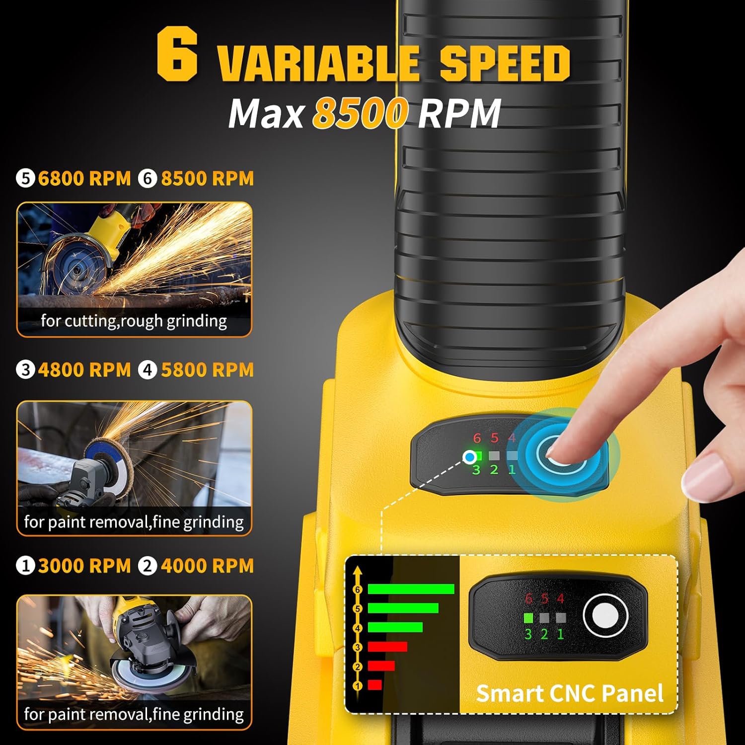 Dewalt DCG406 Angle Grinder Brushless fit DEWALT 20V Battery (No Battery), 6 Variable Speed Power Grinder 4-1/2", Cordless Angle Grinder Power Tools For Cutting Grinding Polishing (Tool Only)