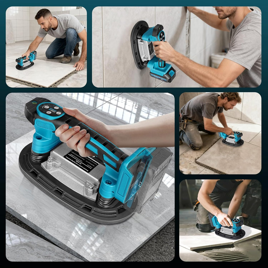 Tile Vibration Tool 250mm Suction Cup Max 551lbs/250kg, Handheld Tile Installation Leveling Machine for Makita 18V Battery, Tiling Vibrator for Tiling Leveling Laying 25000r/Min 9 Speeds Adjustable