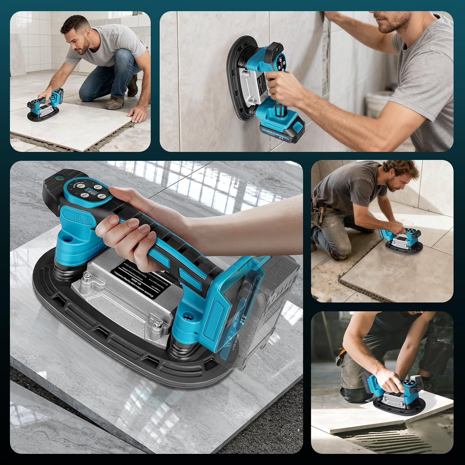 Tile Vibration Tool 250mm Suction Cup Max 551lbs/250kg, Handheld Tile Installation Leveling Machine for Makita 18V Battery, Tiling Vibrator for Tiling Leveling Laying 25000r/Min 9 Speeds Adjustable